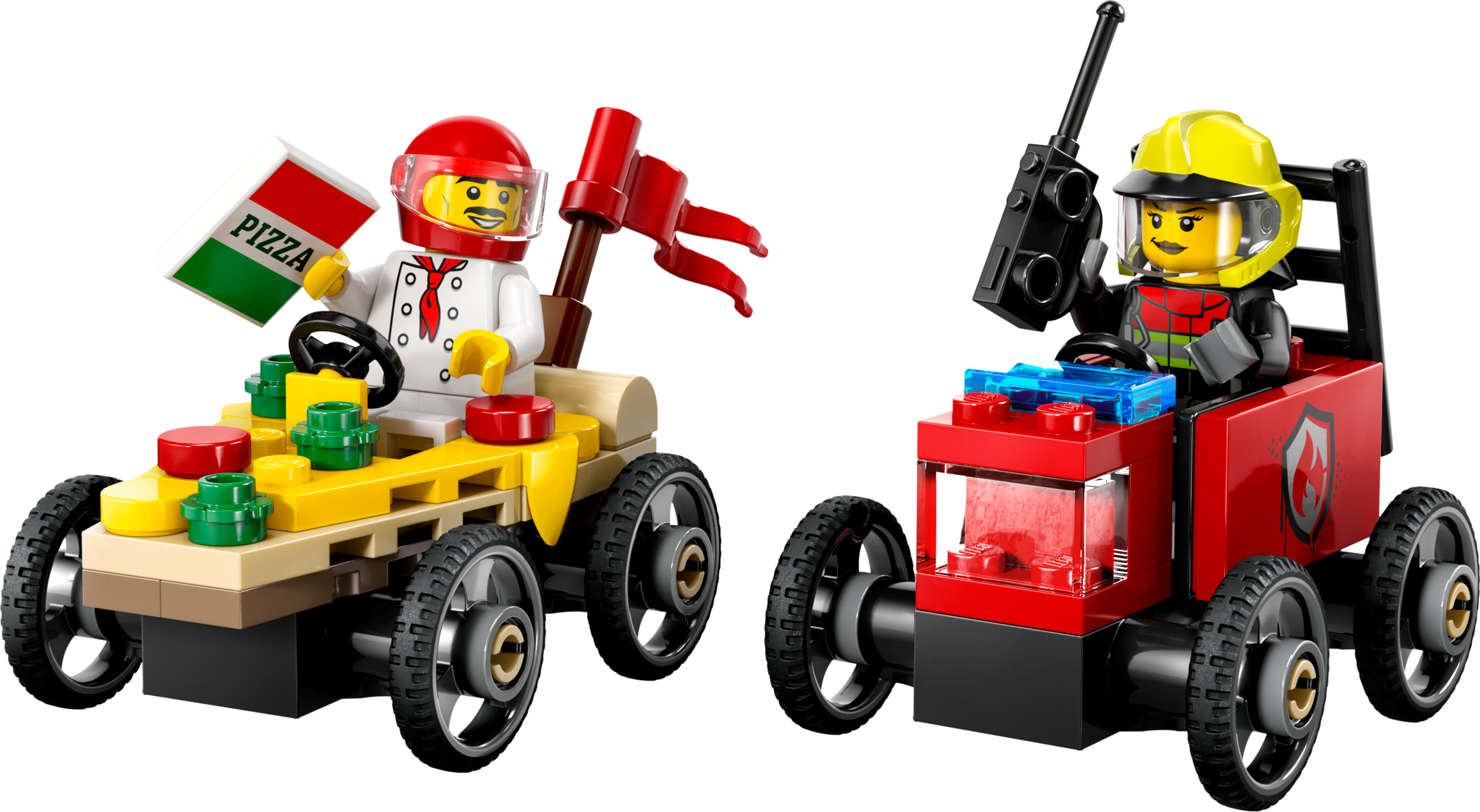 Pizza vs. Fire Truck Race Car Pack