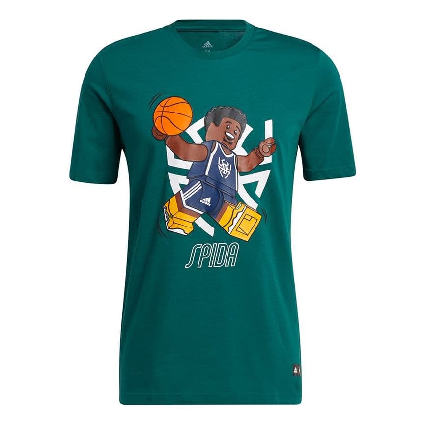 adidas x LEGO Crossover Dame Ss . Mitchell Funny Blocks Basketball Green T-Shirt