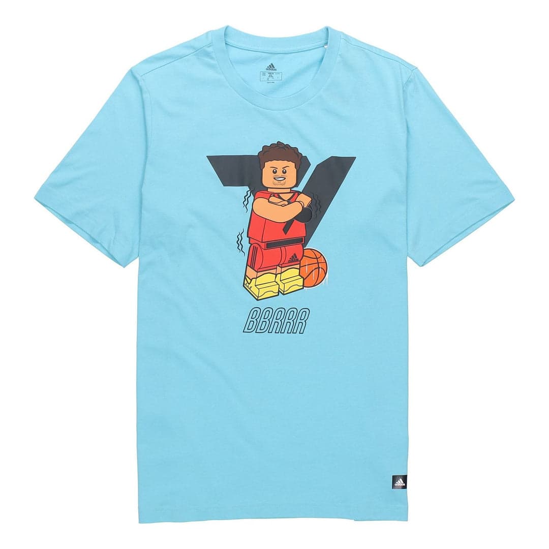 adidas x LEGO Crossover Dame Ss Trey Young Funny Blocks Basketball Sky Blue T-Shirt